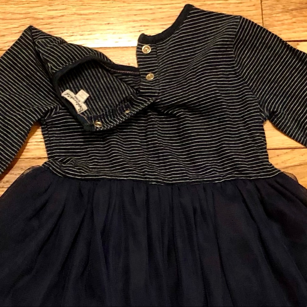 Splendid navy & white stripe long sleeve dress w/ tulle skirt & bloomers, 12-18M - Picture 3 of 6